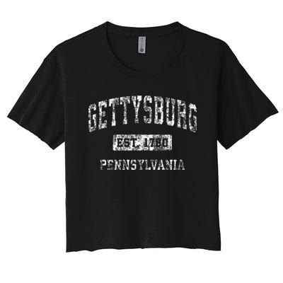 Gettysburg Pennsylvania Pa Vintage Established Sports Women's Crop Top Tee