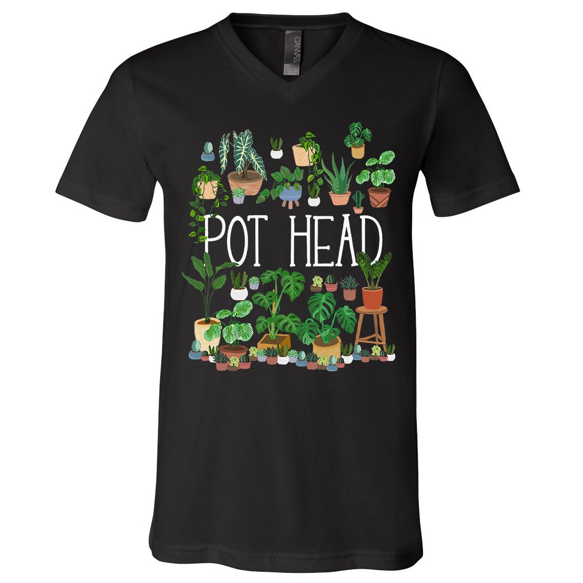 Gardening Potted Plant Lover Pot Head Gardener Garden V-Neck T-Shirt