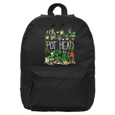Gardening Potted Plant Lover Pot Head Gardener Garden 16 in Basic Backpack