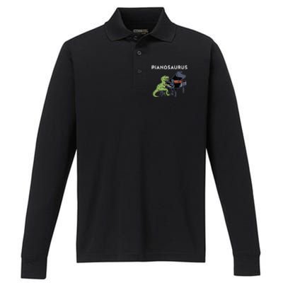 Grand Piano Pianist Gift Dinosaur Music Piano Performance Long Sleeve Polo