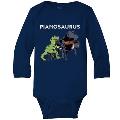 Grand Piano Pianist Gift Dinosaur Music Piano Baby Long Sleeve Bodysuit