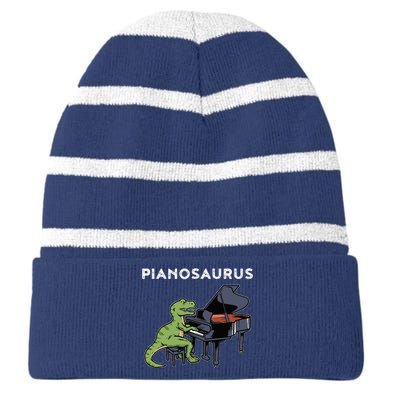 Grand Piano Pianist Gift Dinosaur Music Piano Striped Beanie with Solid Band