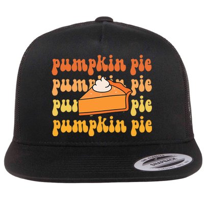 Groovy Pumpkin Pie Retro Thanksgiving Flat Bill Trucker Hat