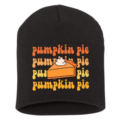 Groovy Pumpkin Pie Retro Thanksgiving Short Acrylic Beanie