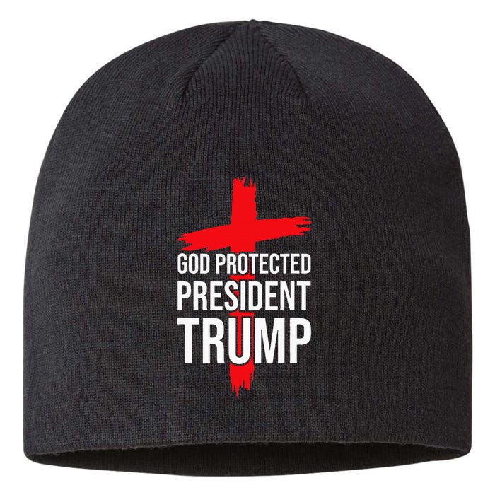 God Protected President Trump Trump 2024 America Christian Sustainable Beanie