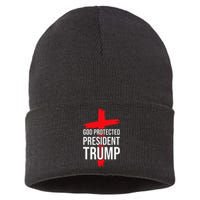 God Protected President Trump Trump 2024 America Christian Sustainable Knit Beanie