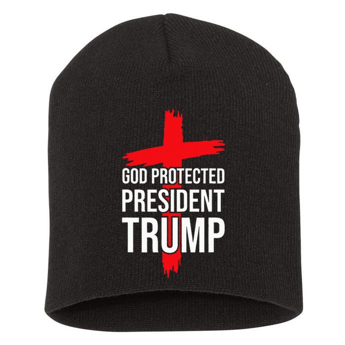 God Protected President Trump Trump 2024 America Christian Short Acrylic Beanie