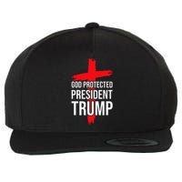 God Protected President Trump Trump 2024 America Christian Wool Snapback Cap