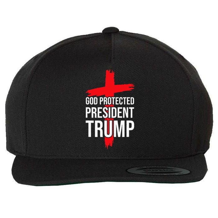 God Protected President Trump Trump 2024 America Christian Wool Snapback Cap