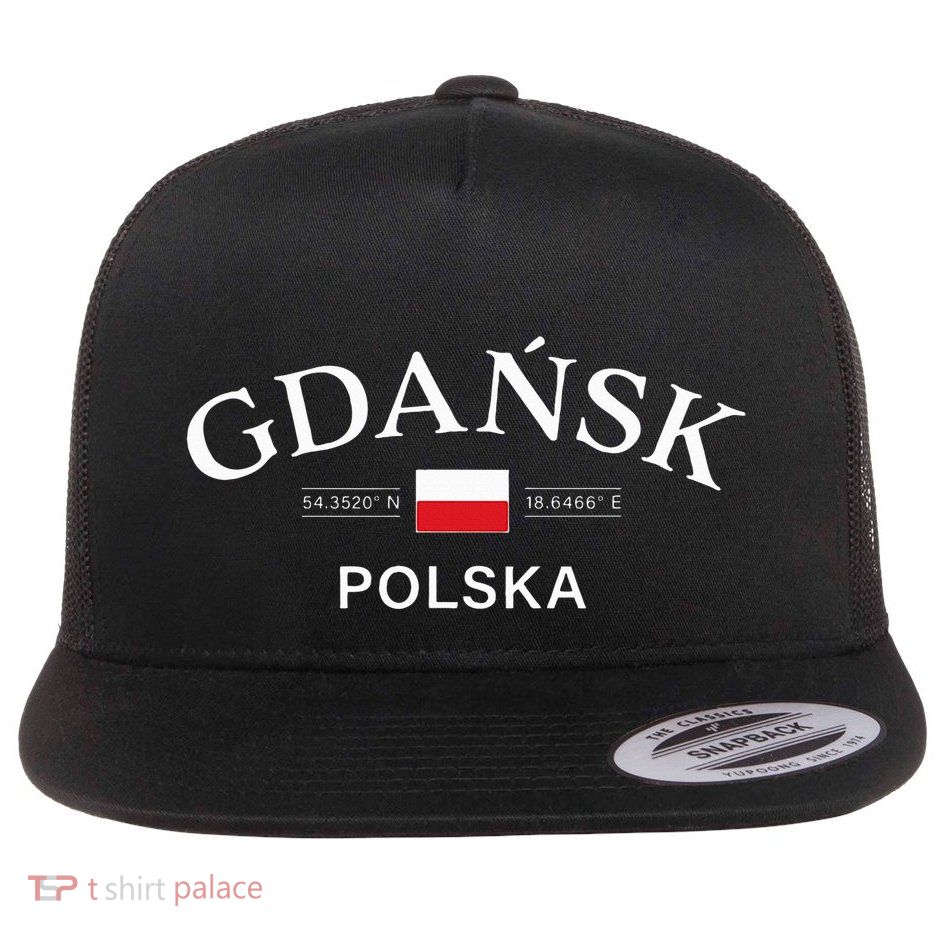 Gdansk Polska Polish Coordinates Flatbill Hat