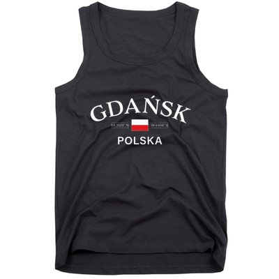 Gdansk Polska Polish Coordinates Tank Top
