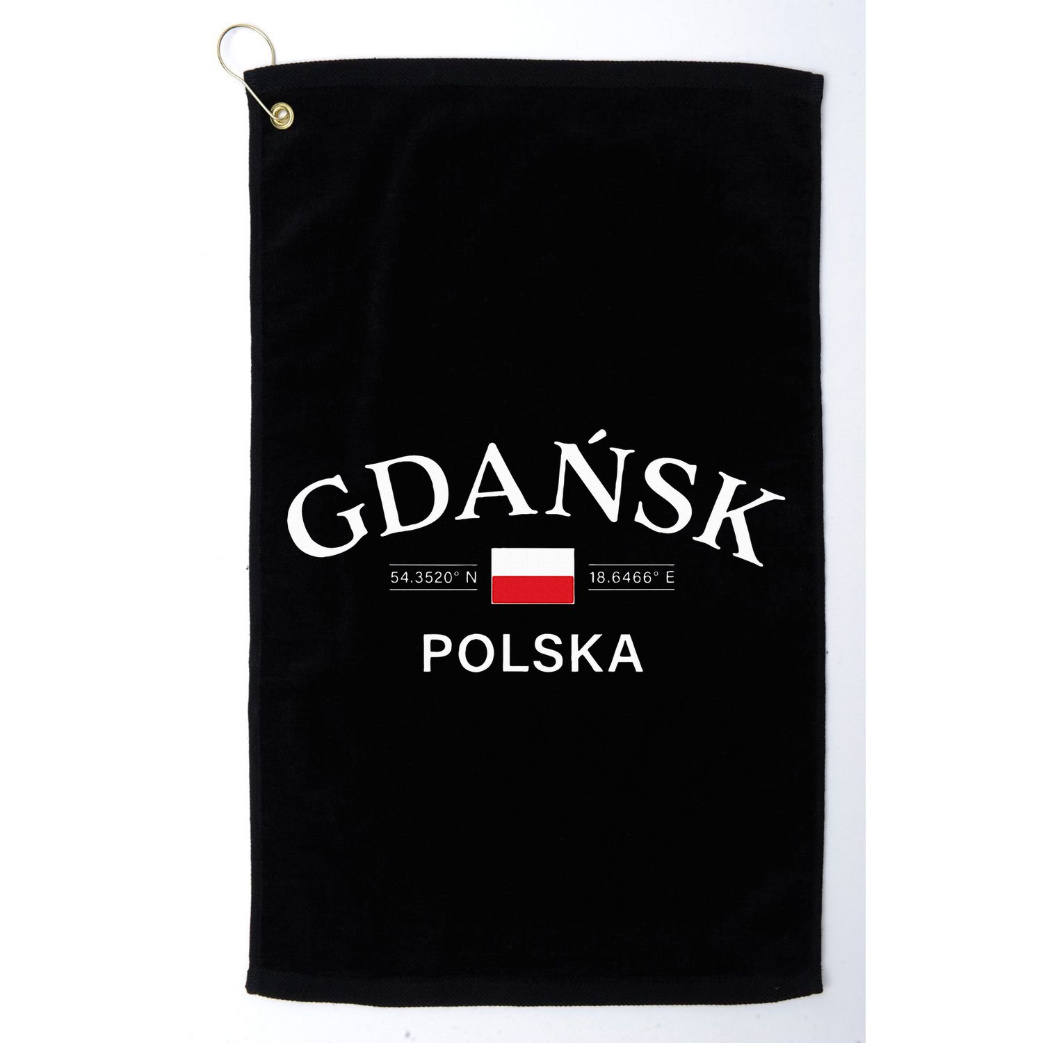 Gdansk Polska Polish Coordinates Golf Towel