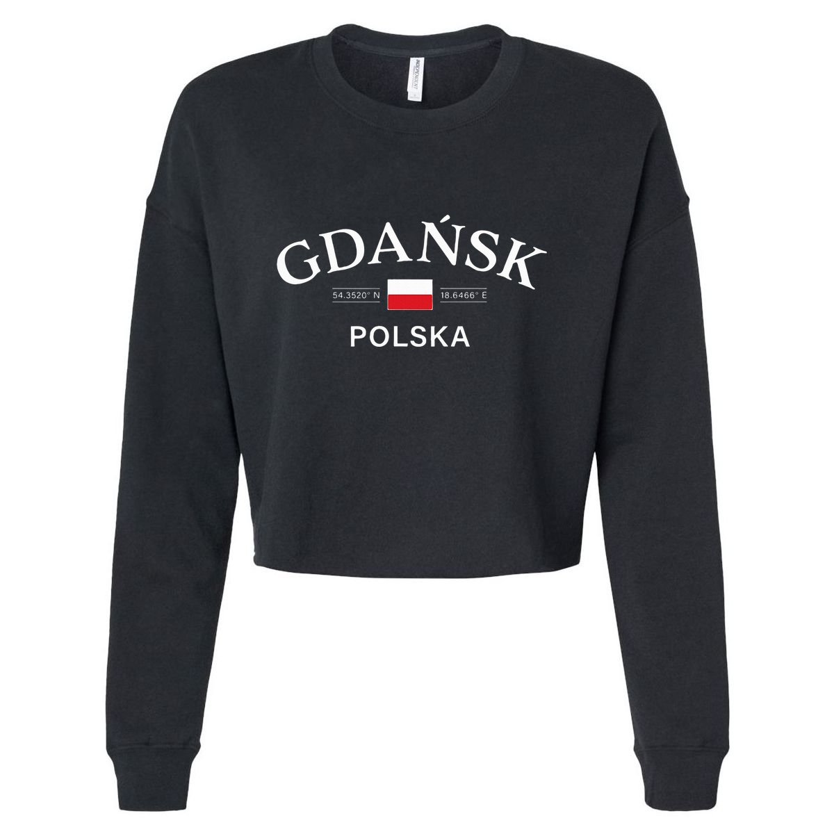 Gdansk Polska Polish Coordinates Cropped Pullover Crew