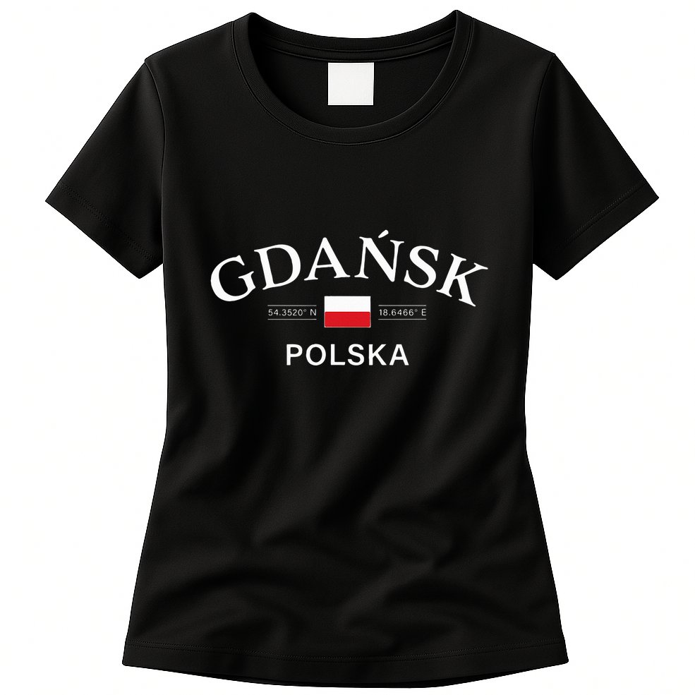 Gdansk Polska Polish Coordinates Womens T-Shirt