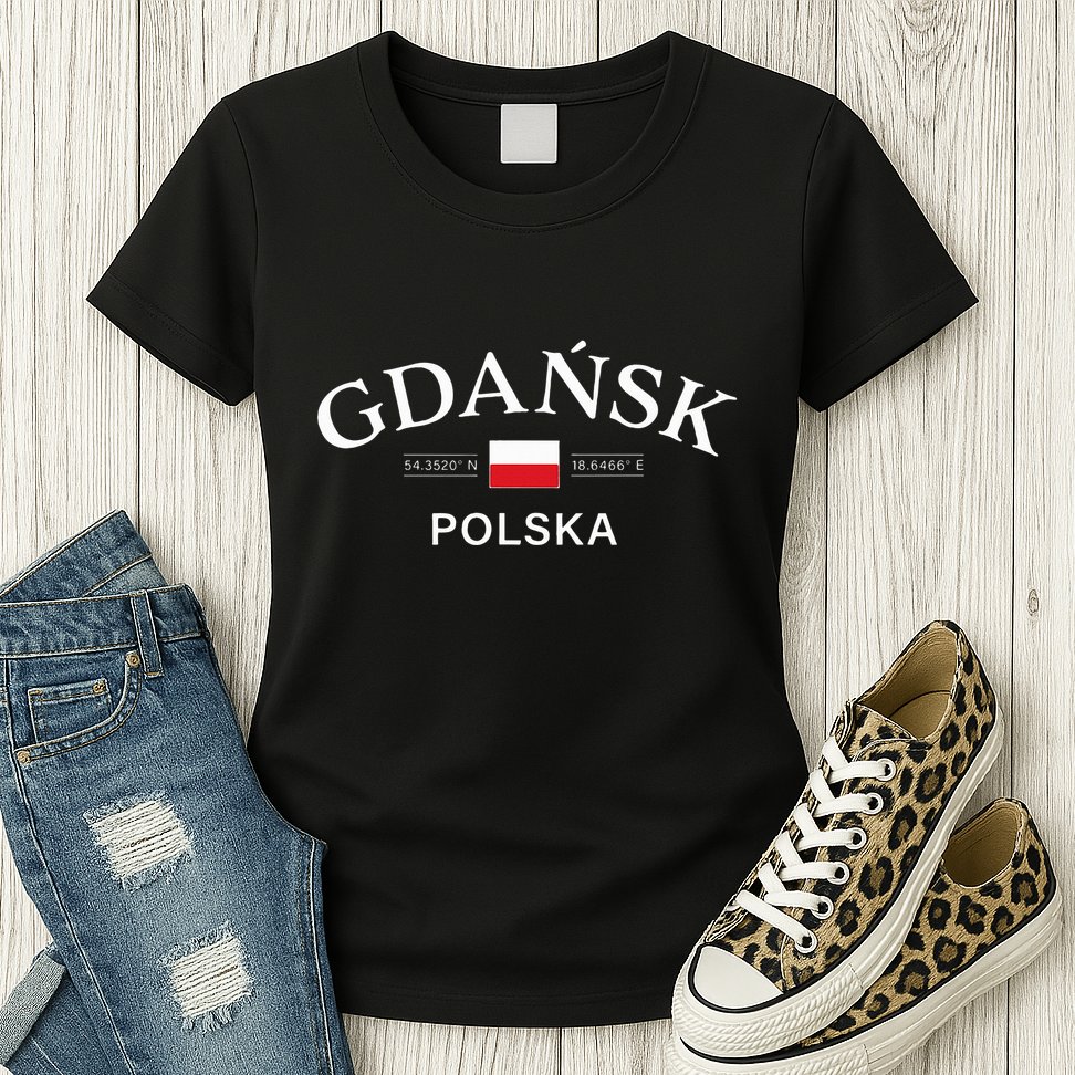 Gdansk Polska Polish Coordinates Womens T-Shirt