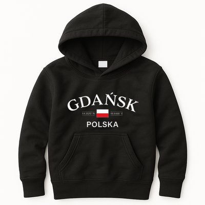 Gdansk Polska Polish Coordinates Kids Hoodie