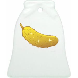 Golden Pickle Pickleball Award Ceramic Bell Ornament