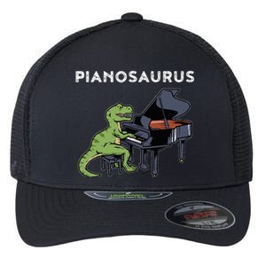 Grand Piano Pianist Gift Dinosaur Music Piano Flexfit Unipanel Trucker Cap