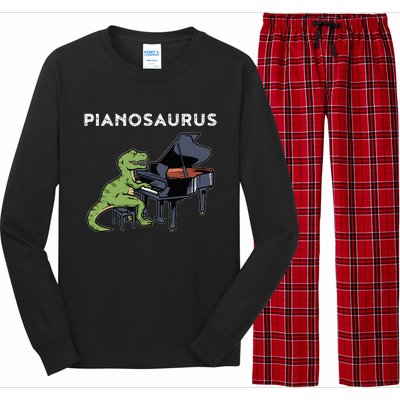 Grand Piano Pianist Gift Dinosaur Music Piano Long Sleeve Pajama Set