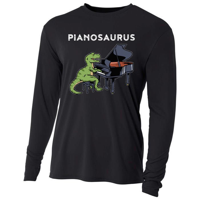 Grand Piano Pianist Gift Dinosaur Music Piano Cooling Performance Long Sleeve Crew