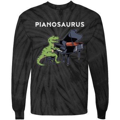 Grand Piano Pianist Gift Dinosaur Music Piano Tie-Dye Long Sleeve Shirt