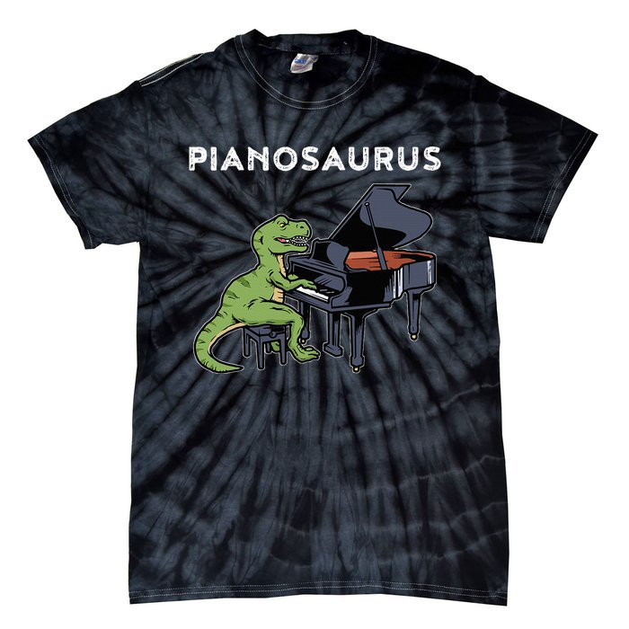 Grand Piano Pianist Gift Dinosaur Music Piano Tie-Dye T-Shirt