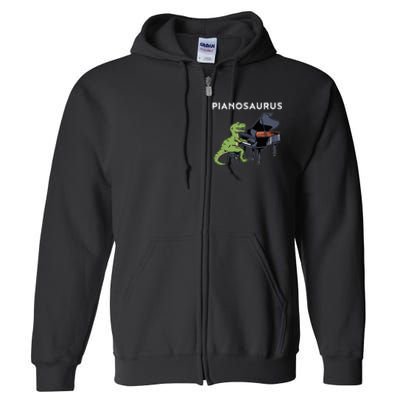 Grand Piano Pianist Gift Dinosaur Music Piano Full Zip Hoodie