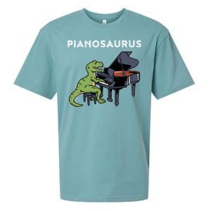 Grand Piano Pianist Gift Dinosaur Music Piano Sueded Cloud Jersey T-Shirt