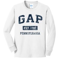 Gap Pennsylvania PA Vintage Athletic Sports Design Kids Long Sleeve Shirt