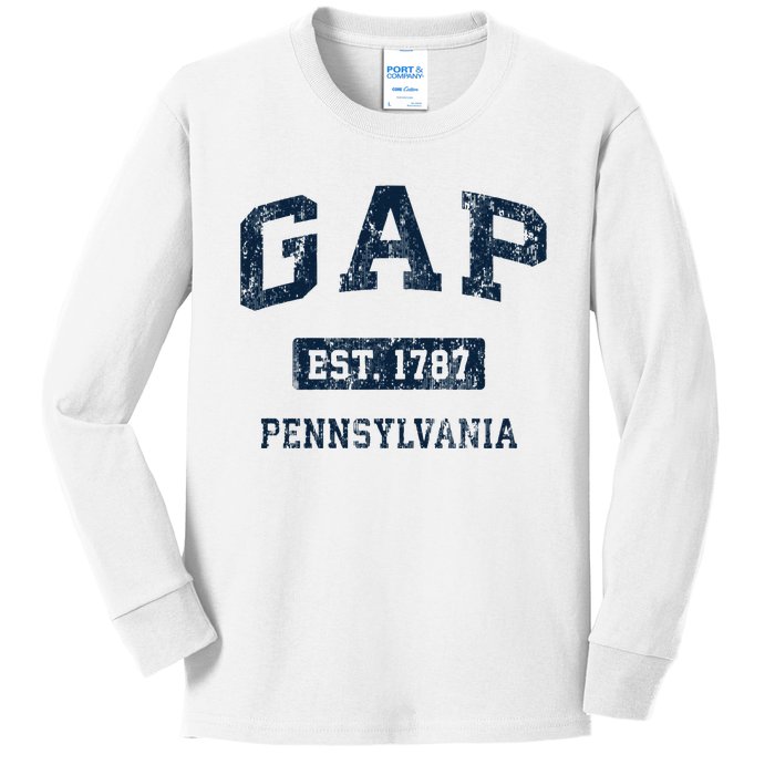 Gap Pennsylvania PA Vintage Athletic Sports Design Kids Long Sleeve Shirt