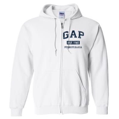 Gap Pennsylvania PA Vintage Athletic Sports Design Full Zip Hoodie