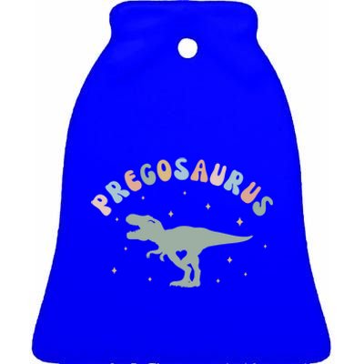 Groovy Pregosaurus Pregnancy Announcet Expecting Mom Gift Ceramic Bell Ornament