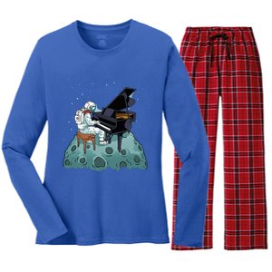 Grand Piano Pianist Gift Astronaut Music Piano Women's Long Sleeve Flannel Pajama Set 