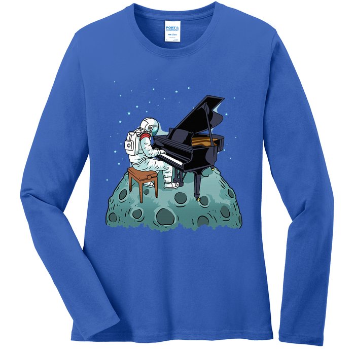 Grand Piano Pianist Gift Astronaut Music Piano Ladies Long Sleeve Shirt