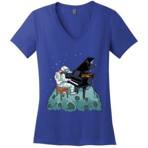 Grand Piano Pianist Gift Astronaut Music Piano Women's V-Neck T-Shirt