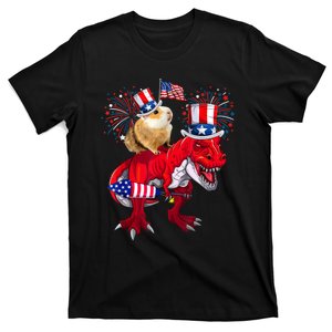 Guinea Pig Ridding TRex 4th Of July Fireworks Lover Family T-Shirt