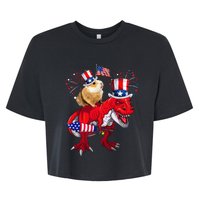 Guinea Pig Ridding T Rex 4th Of July Fireworks Lover Family Bella+Canvas Jersey Crop Tee