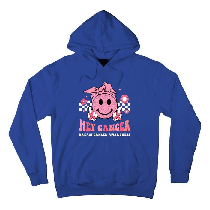 Groovy Pink Ribbon Breast Cancer Warrior Hey Cancer Fighting Gift Tall Hoodie