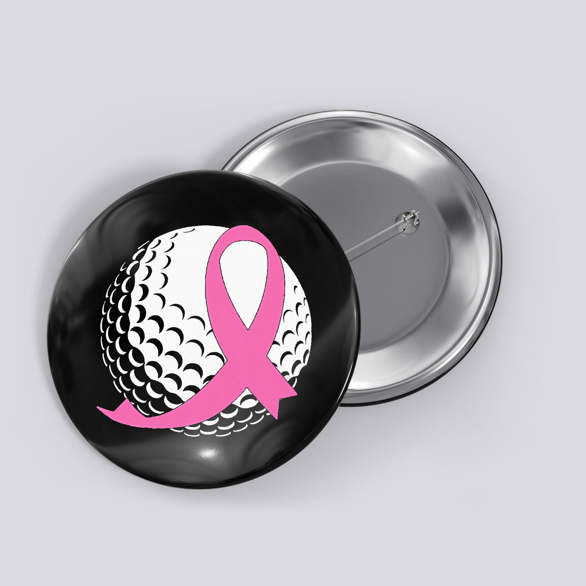 Golf Pink Ribbon Breast Cancer Awareness Button