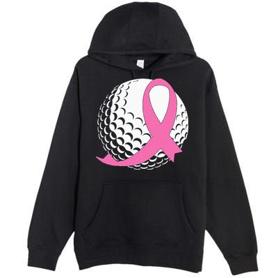Golf Pink Ribbon Breast Cancer Awareness Premium Pullover Hoodie