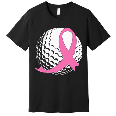 Golf Pink Ribbon Breast Cancer Awareness Premium T-Shirt