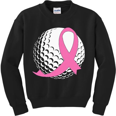Golf Pink Ribbon Breast Cancer Awareness Kids Sweatshirt
