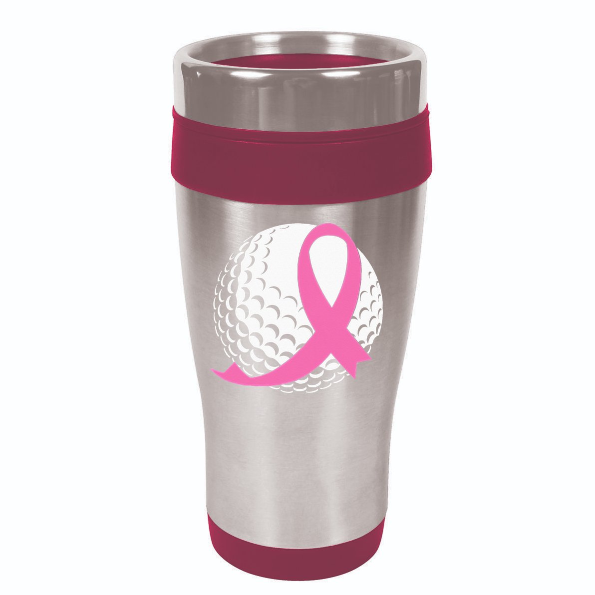 Golf Pink Ribbon Breast Cancer Awareness 16oz Travel Tumbler