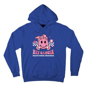 Groovy Pink Ribbon Breast Cancer Warrior Hey Cancer Fighting Gift Hoodie