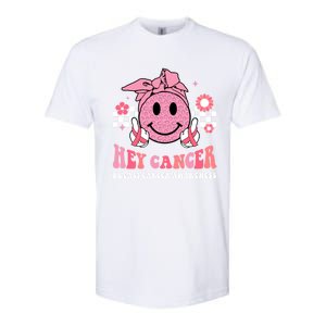 Groovy Pink Ribbon Breast Cancer Warrior Hey Cancer Fighting Gift Softstyle CVC T-Shirt