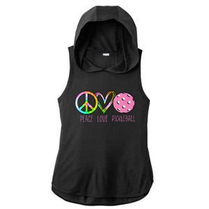 Girls Pickleball Retired Ladies Peace Love Pickleball Ladies PosiCharge Tri-Blend Wicking Draft Hoodie Tank