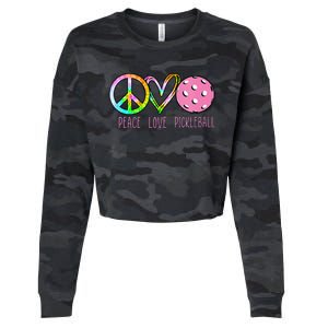 Girls Pickleball Retired Ladies Peace Love Pickleball Cropped Pullover Crew