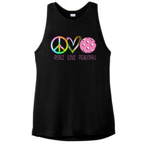 Girls Pickleball Retired Ladies Peace Love Pickleball Ladies PosiCharge Tri-Blend Wicking Tank