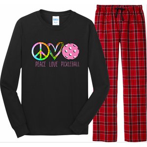 Girls Pickleball Retired Ladies Peace Love Pickleball Long Sleeve Pajama Set