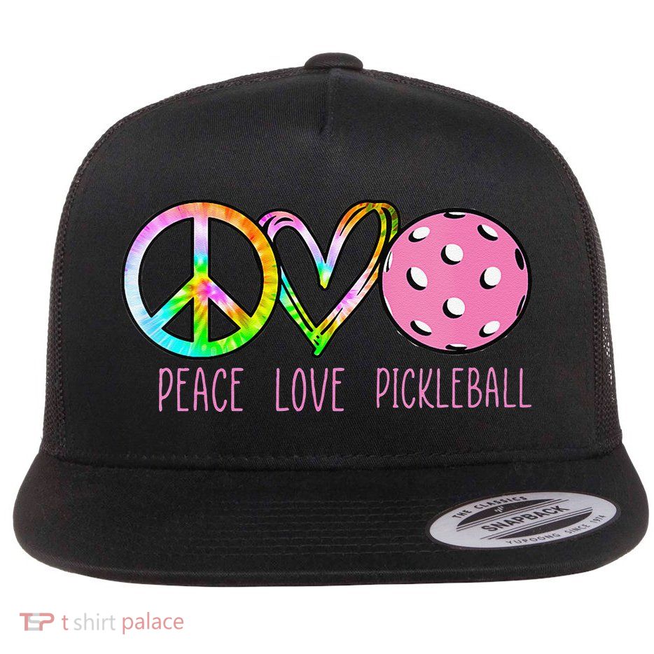 Girls Pickleball Retired Ladies Peace Love Pickleball Flatbill Hat